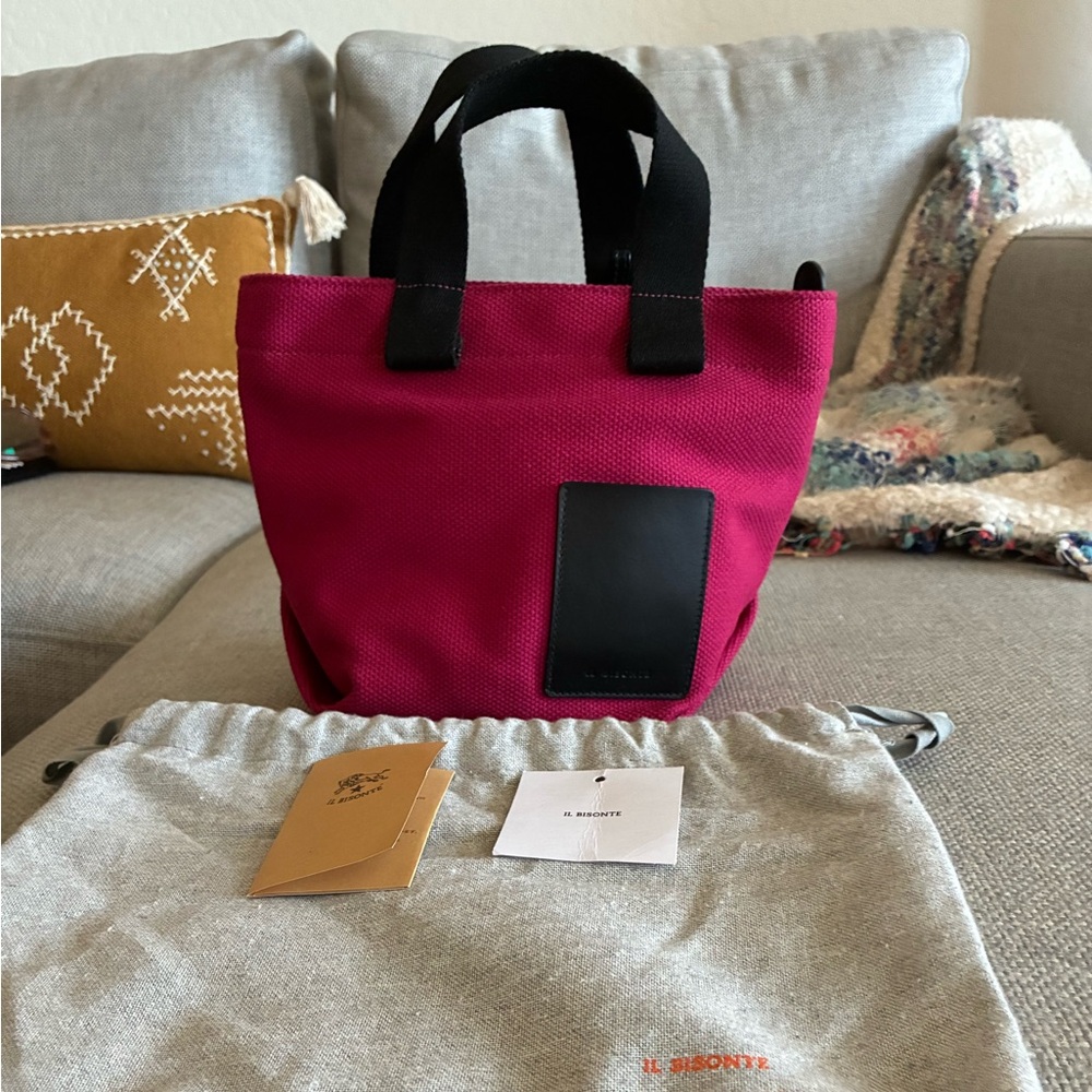 Il Bisonte Fuchsia Canvas Tote with Black Accents
NWT
